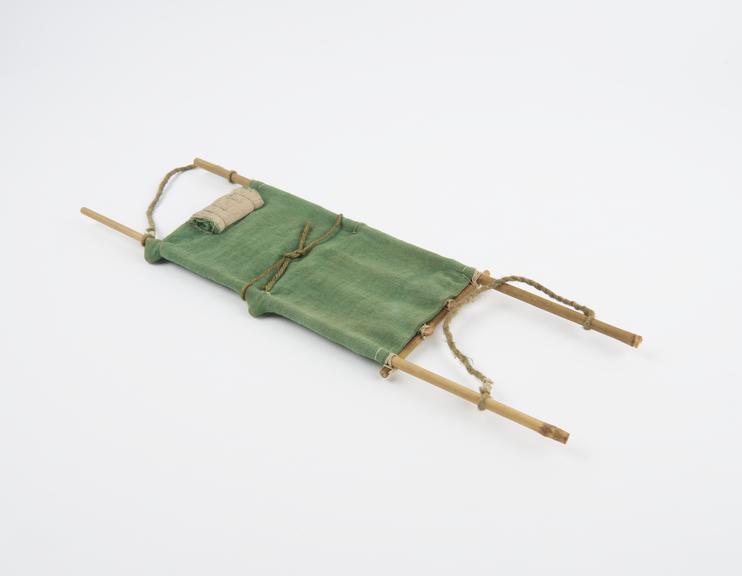 Model stretcher, wood, canvas and string, reputedly Japanese