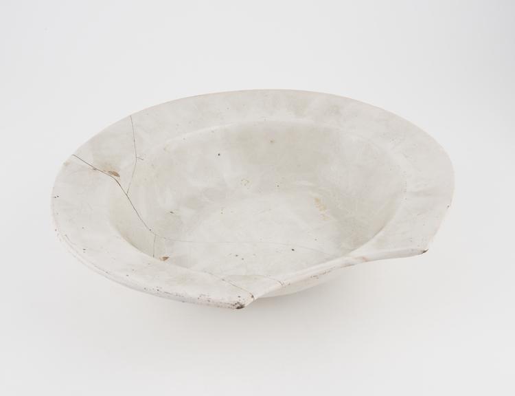 Barber's shaving bowl, white earthenware, French, 18th century