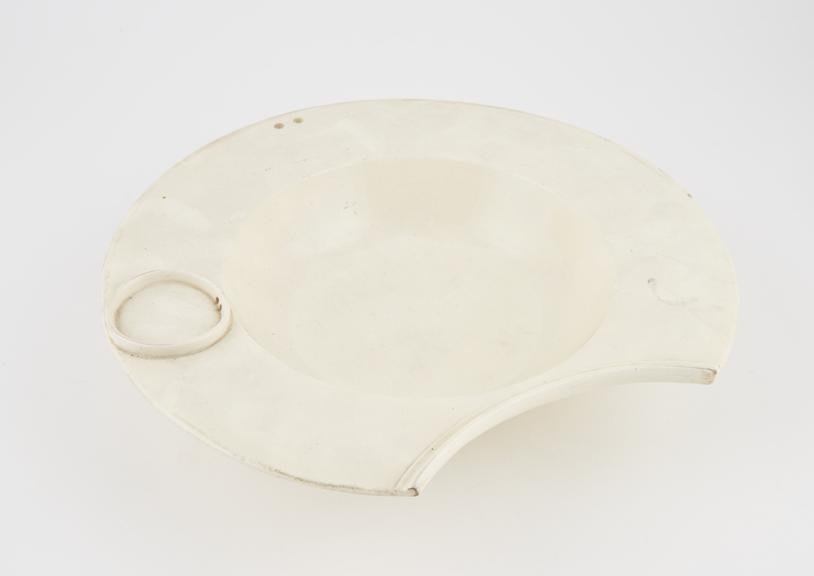 Barber's shaving bowl, cream earthenware, Leeds pottery