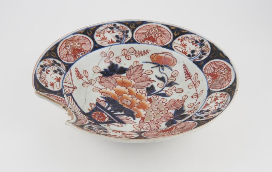 Barber's shaving bowl, porcelain, perhaps English, 1751-1850