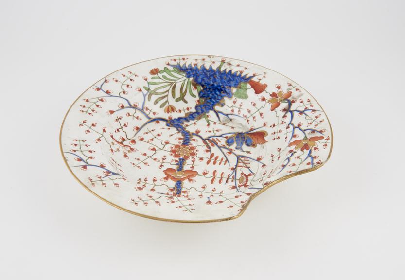 Barber's shaving bowl, Crown Derby porcelain, English, 1815-1848