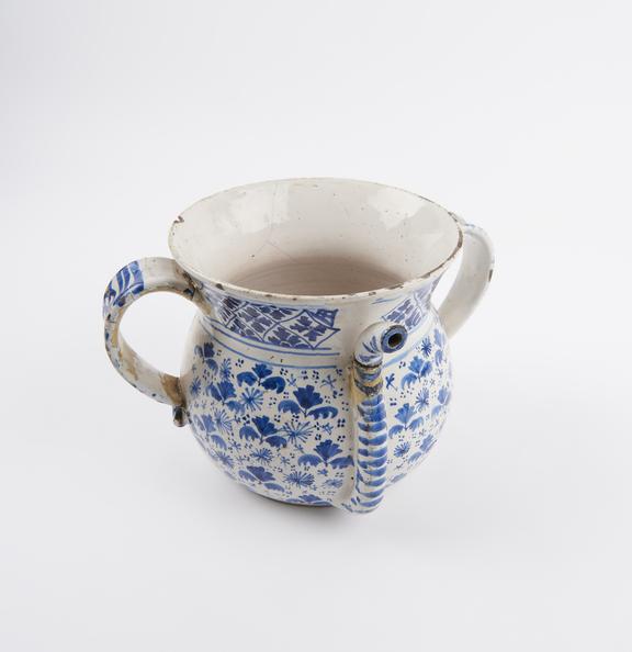 Tin glazed earthenware posset pot, English, 1731-1770