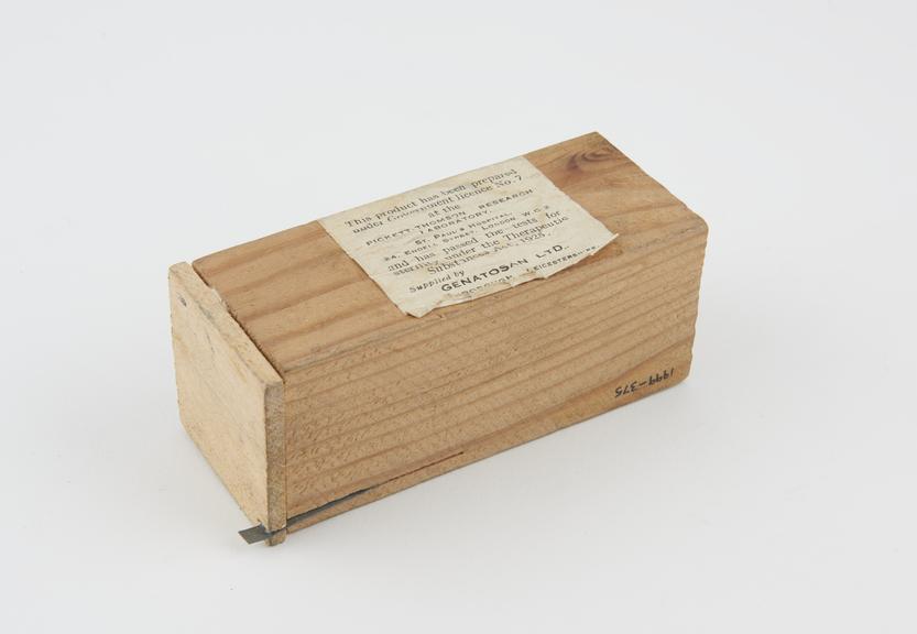 Staphylococcus vaccine in wooden case, 5cc, marked for 'Mr