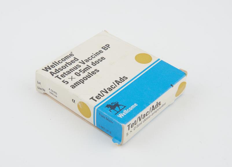 Box containing 5 x 0.5ml ampoules of Adsorbed Tetanus Vaccine B