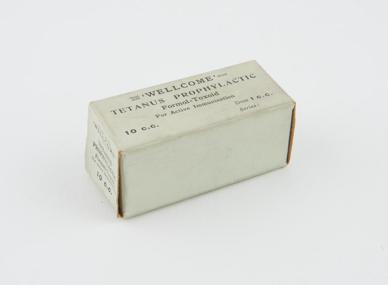 Carton for ampoule of tetanus vaccine