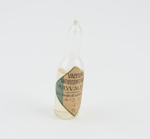 Ampoule of dysentery vaccine, French, c. 1916