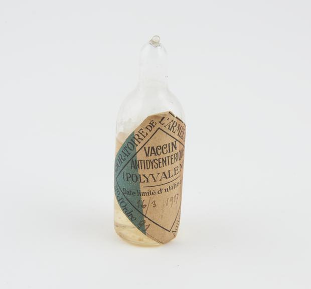 Ampoules of dysentery vaccine, by Laboratoire de l'Armee