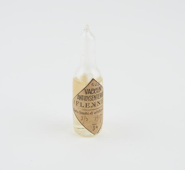 Ampoule of dysentery vaccine, French, c. 1916