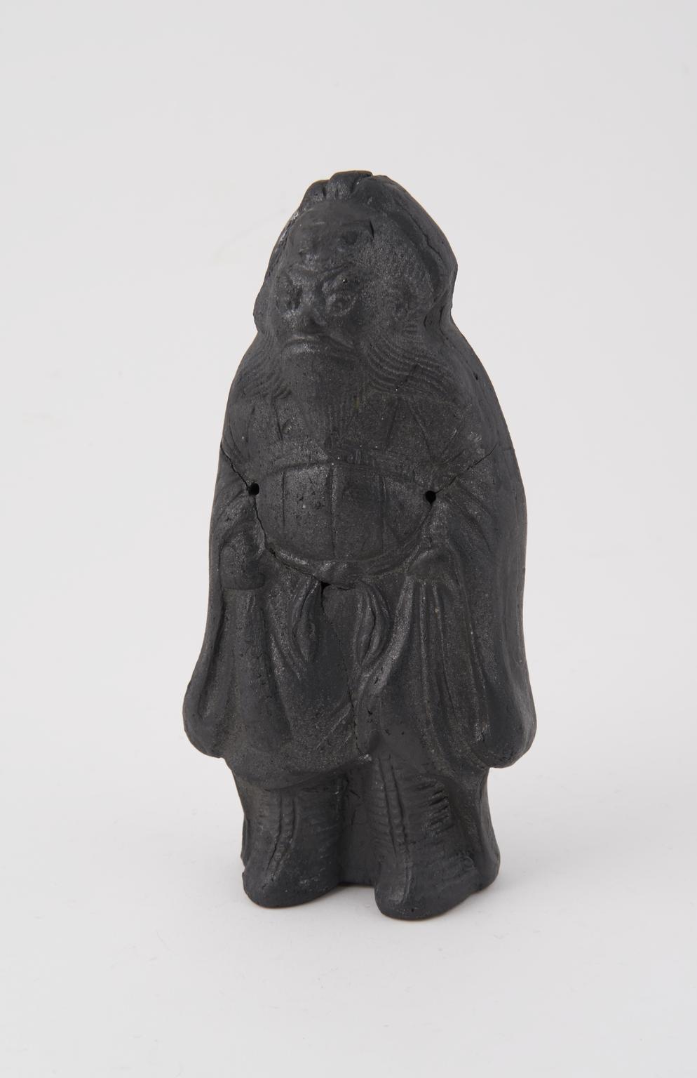 332、希少 唯一無二の模様 黒柿 象 彫刻 置物 Statue of Shoki the Demon Queller, Kawasaki, Japan, 1801-1900