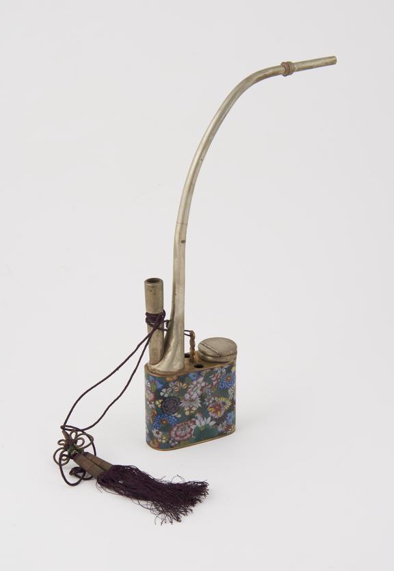 Water pipe, paktong, cloisonne enamelled resevoir