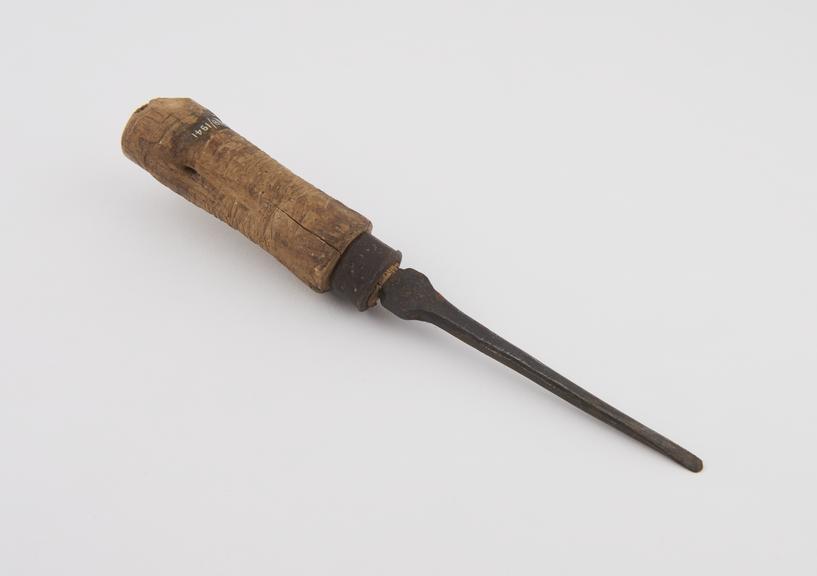 Iron trephining drill with wooden handle, Algerian, 1701-1925