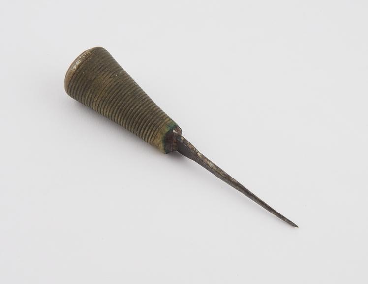 Trephining drill, iron with brass handle, Algerian, 1701-1925