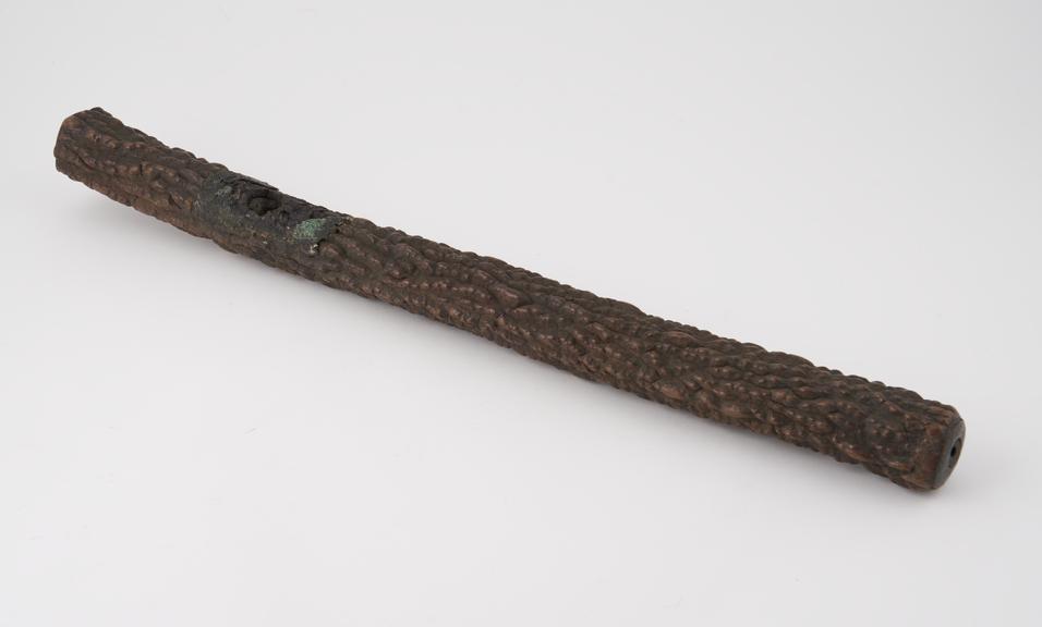 Wood bark opium pipe, cylindrical