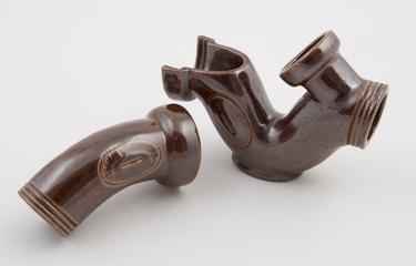 Three traveller's samples of miniature salt glazed drain pipes