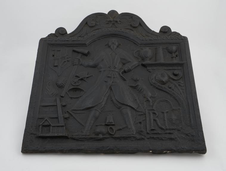 Copy of Sussex cast-iron fire back (Richard Lenard 1636)