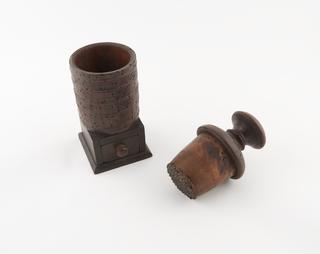 Turned wooden tobacco mill