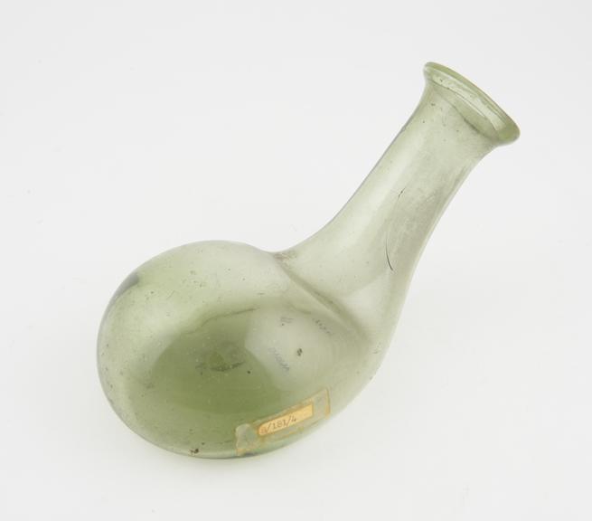 Small, glass, bottle-shaped male urinal, English, 1801-1900