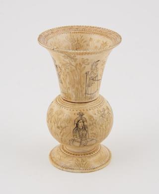 Spittoon or cuspidor with depictions of Mogul emperors and wives