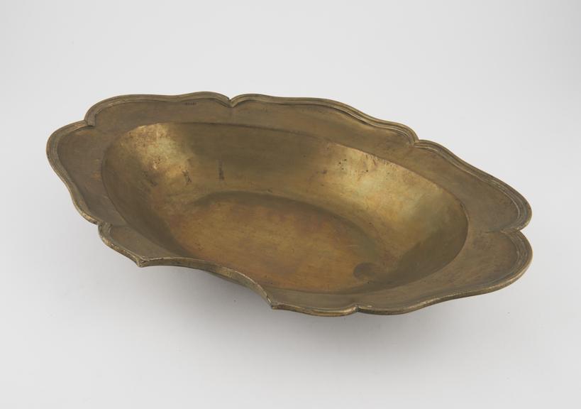 Brass barber's shaving bowl, English, 1801-1900