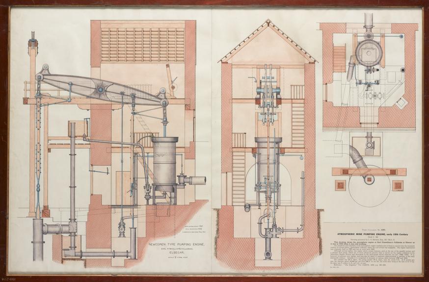 Two drawings of the Elsecar Pumping Engine