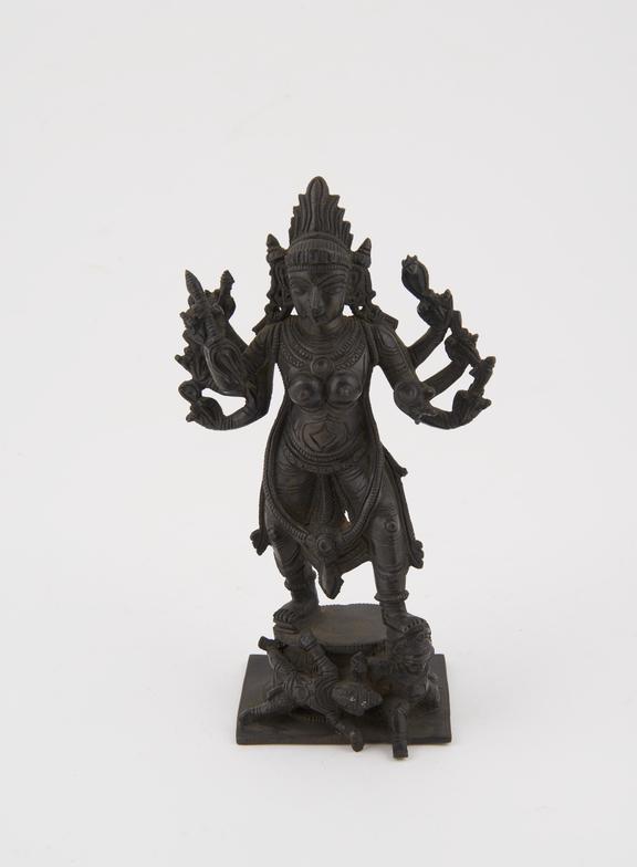 Bronze statue of a hindu warrior goddess, perhaps Durga