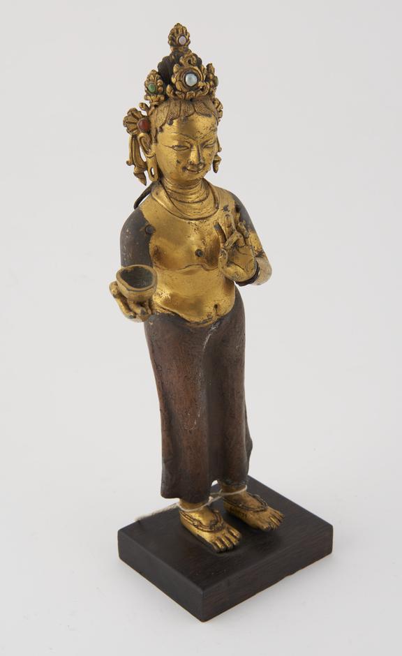 Brass buddhist statue of female deity, Chinese or Nepalese