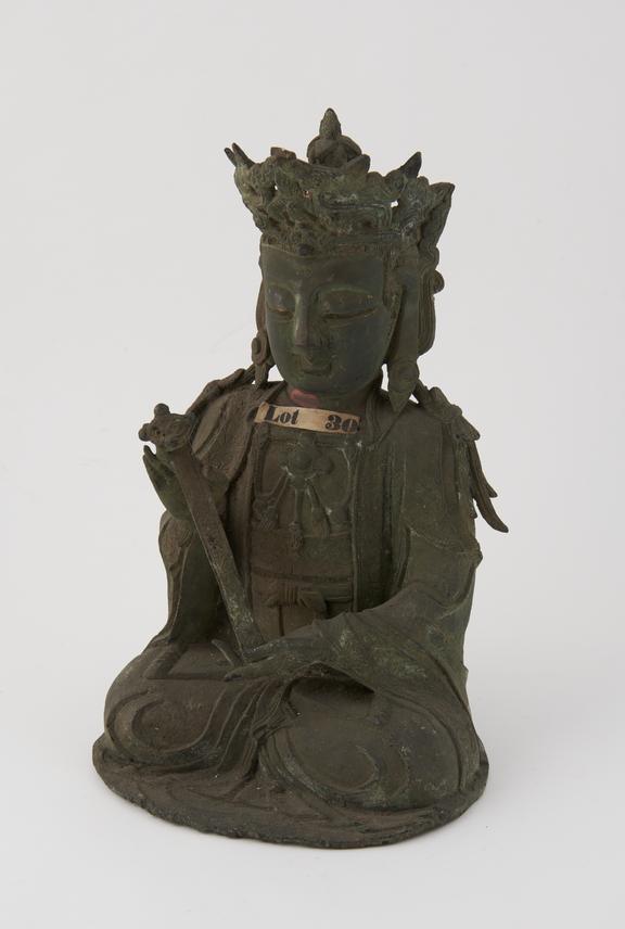 Cast bronze figure, sitting in lotus position