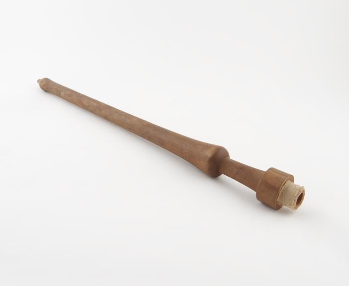 Long wooden tobacco pipe stem, lathe-turned