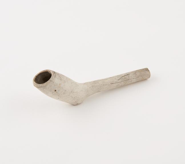 Clay tobacco pipe, incomplete, part of stem missing, thick stem