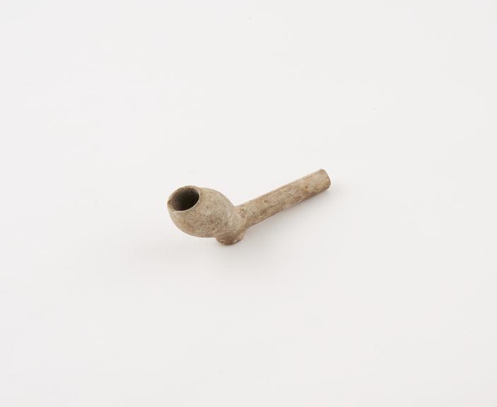 Clay tobacco pipe, incomplete, part of stem missing, large bore