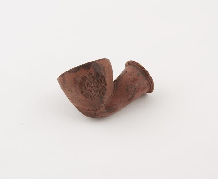 Red clay tobacco pipe, bowl only, with stub stem