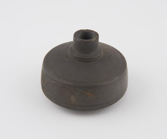 Pottery bowl from an opium pipe, cylindrical, probably Chinese