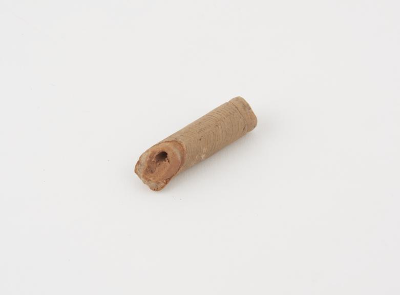 Pottery tobacco pipe stem, tubular