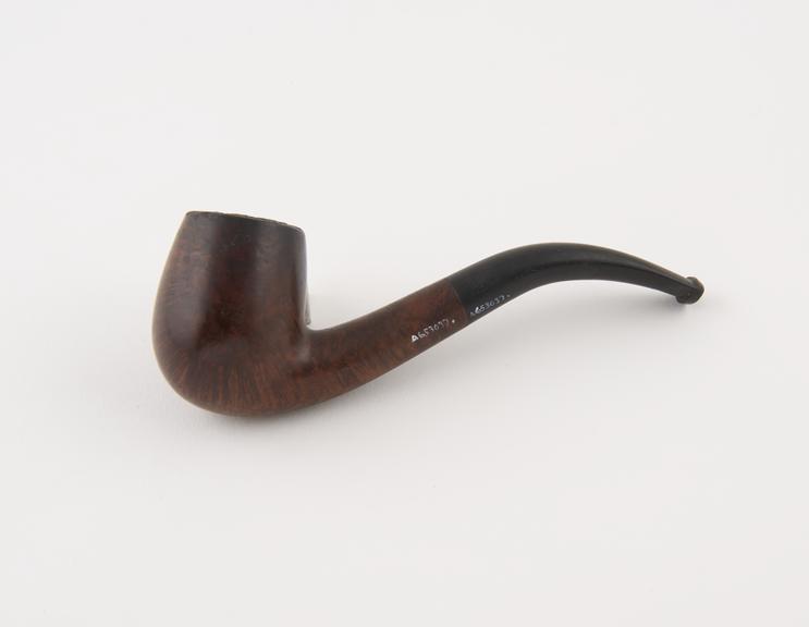 Briar tobacco pipe, s-shaped, with curved mouthpiece, English