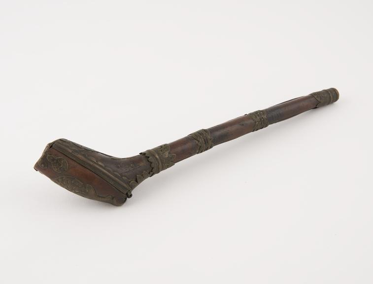 Mahogany tobacco pipe case, for clay pipe