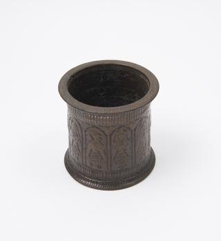 Small cylindrical bronze mortar