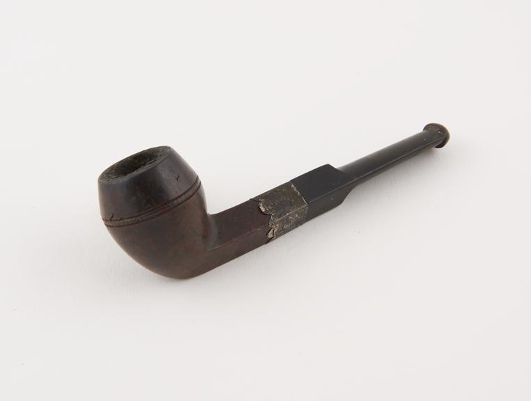 Briar tobacco pipe, flaming bowl, tapering just below rim