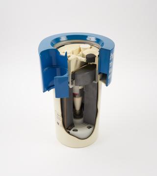 Technetium-99m generator cut away to show interior