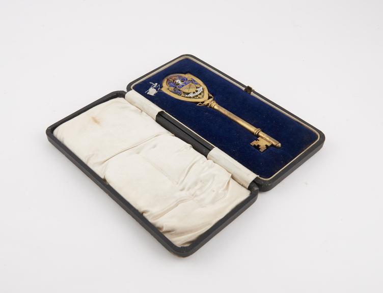 Silver gilt presentation key in case