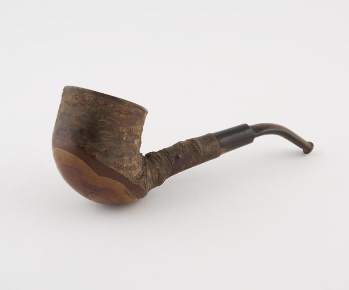 Cheerrywood tobacco pipe with horn mouthpiece