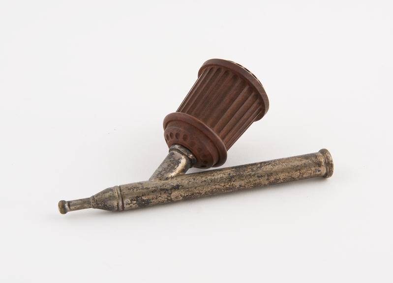 Briar tobacco pipe with silver stem