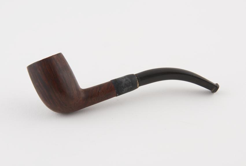 Briar tobacco pipe, silver band, assayed Birmingham 1907-1908