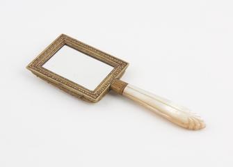 Hand mirror, mother-of-pearl handle and back