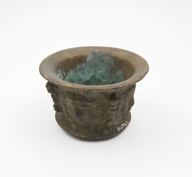 Small squat bronze mortar, everted rim