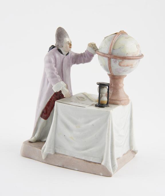 Porcelain figure depicting an astronomer, possibly Meissen