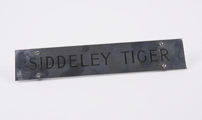 Siddeley 'Tiger' nameplate
