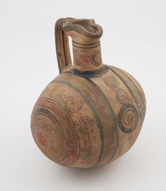 Wine bottle, whitish earthenware, ovoid body