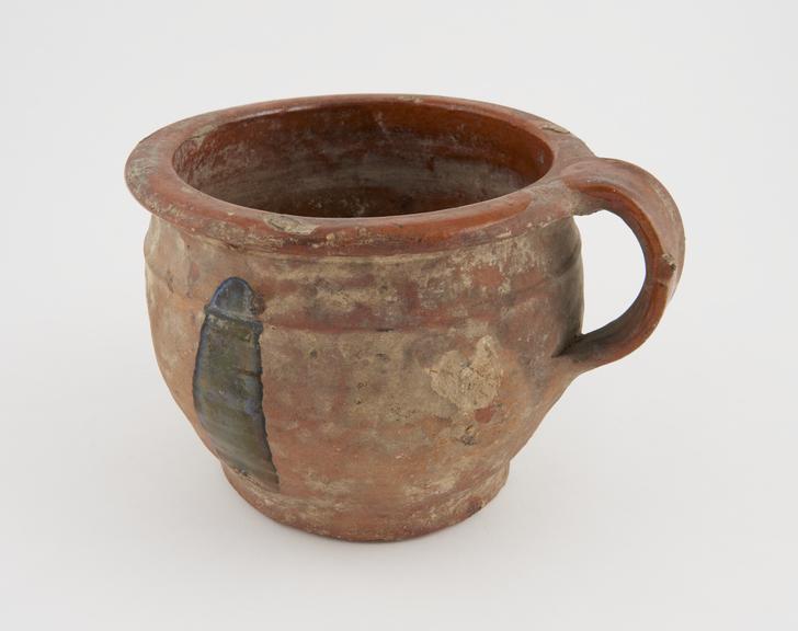 Chamber pot, brown glazed earthenware, English, 18th century