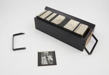 Wooden Box Containing Glass Lecture Slides on Public Health