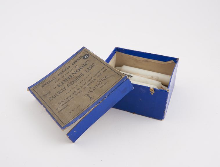 Box containing 3 candles for use with the Kohinoor' reading